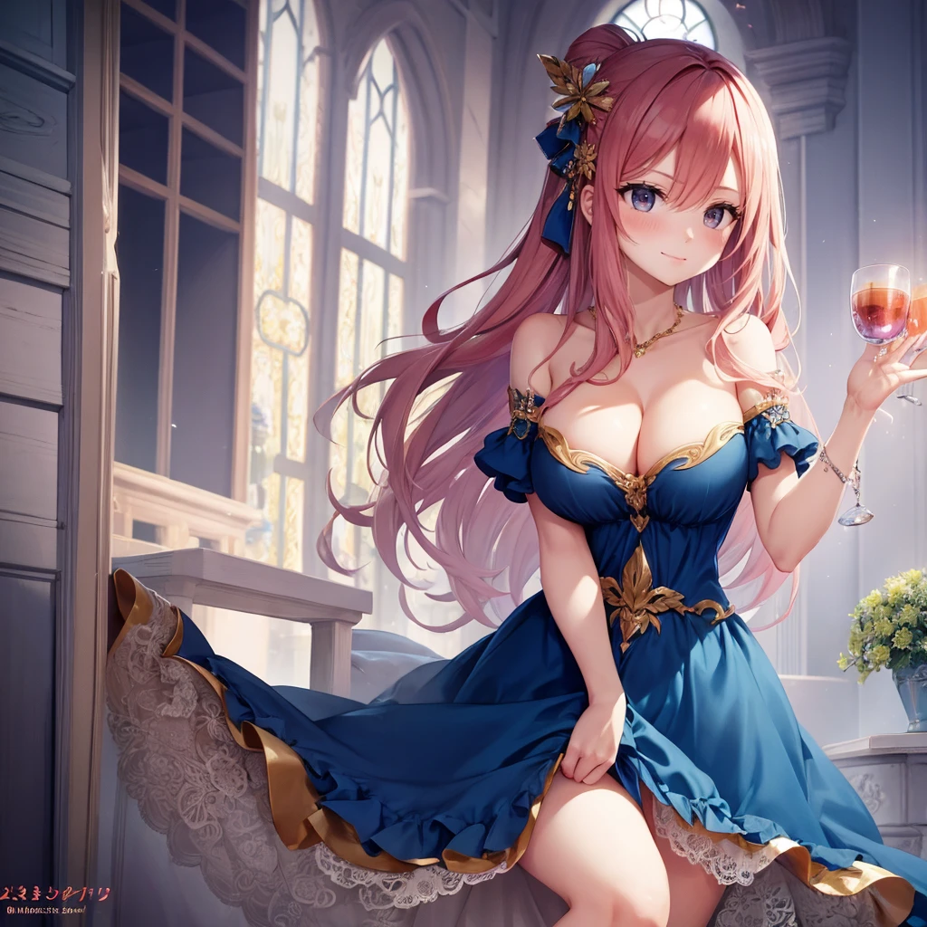 Beautiful, Sexy lady, beauty smile, blush on, shyly, dress