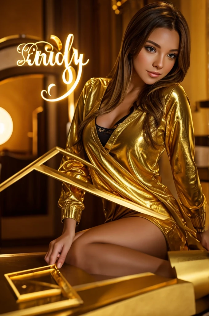 Golden letters of the word "BRANDY LULO"