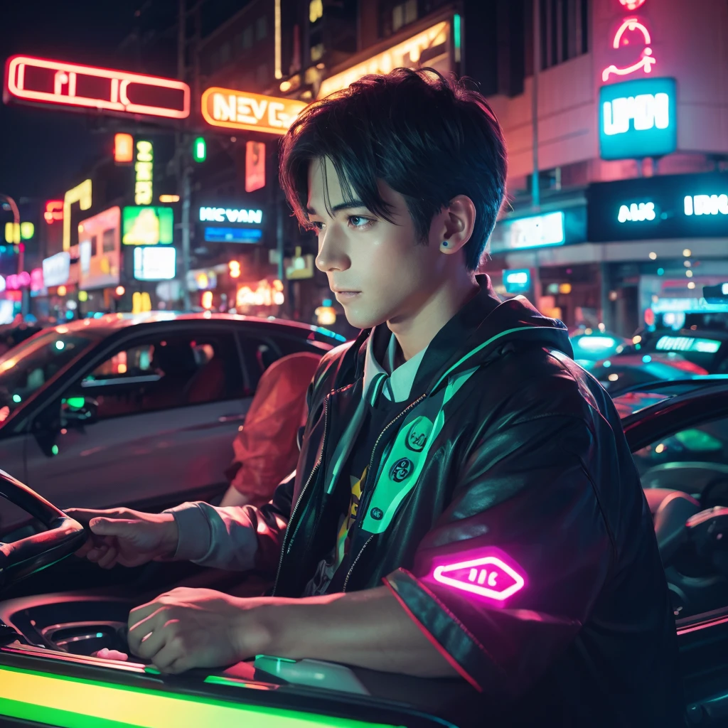 Emotional illustrations male radio neon