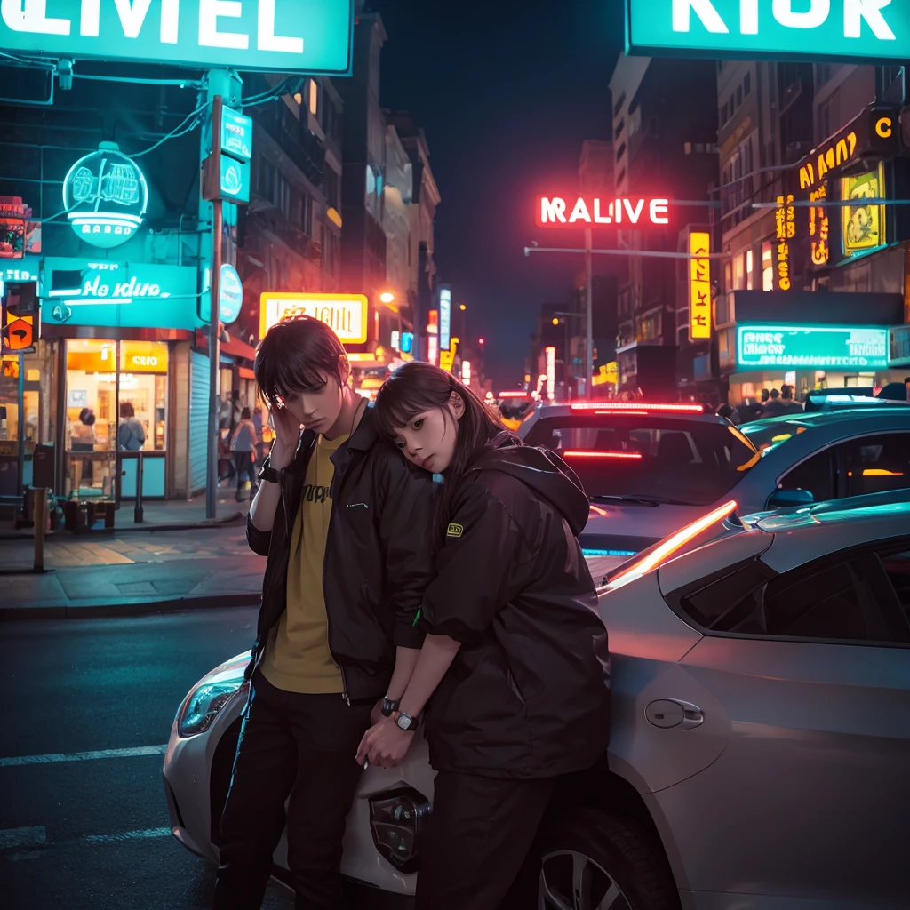 Emotional illustrations male radio neon