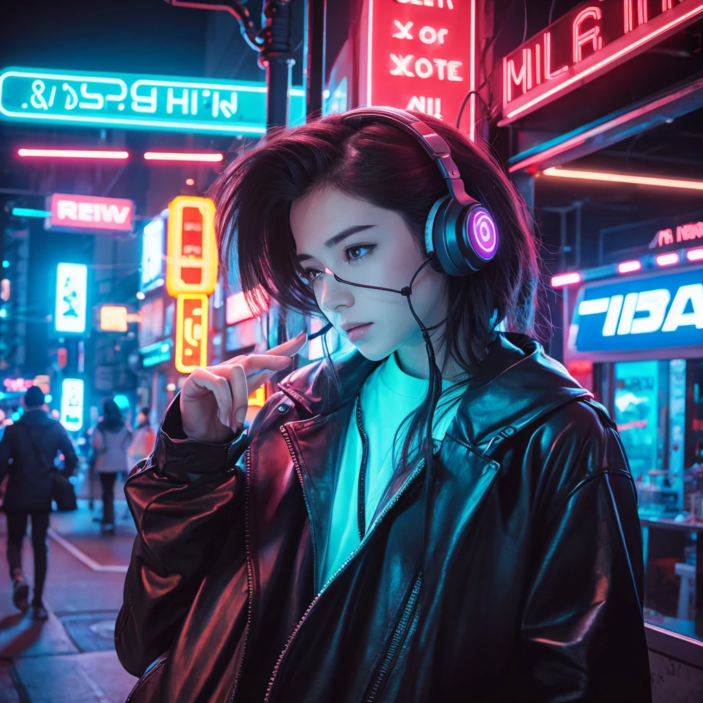 Emotional illustrations　male　radio　neon