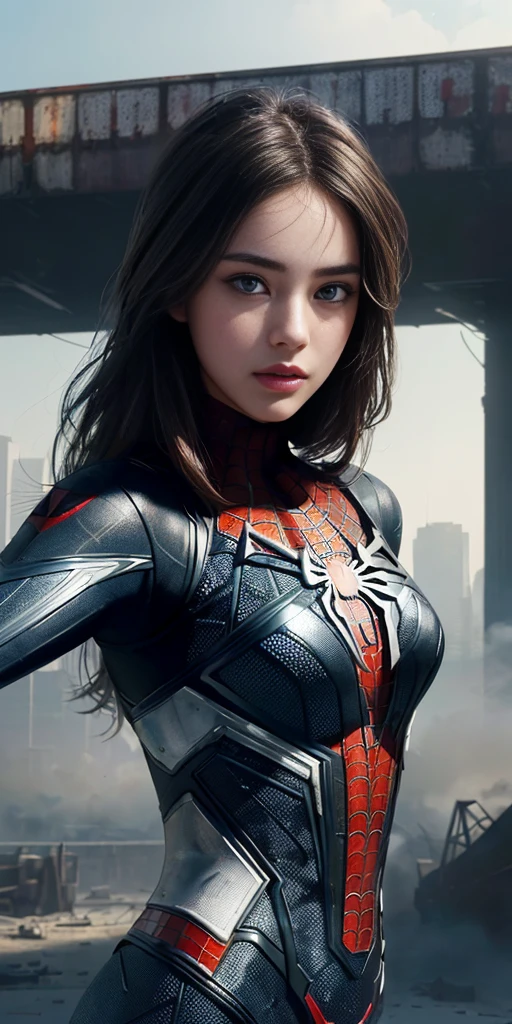 (1girl:1.3), solo, (((extremely detailed face))),(((extremely detailed eyes and face))),beautiful detailed eyes,body-parts__, official art, unified 8k wallpaper, super detailed, beautiful and aesthetic, beautiful, masterpiece, best quality, raw, masterpiece, super fine photo, best quality, super high resolution, photorealistic realism, sunlight, full body portrait, amazing beauty,, dynamic pose, delicate face, vibrant eyes, (from the front), she is wearing a Spider-man suit, red and black color scheme, spider, very detailed abandoned warehouse background, Detailed face, detailed complex busy background, messy, gorgeous, milky white, highly detailed skin, realistic skin details, visible pores, sharp focus, volumetric fog, 8k uhd, DSLR, high quality, film grain, fair skin, photo realism, lomography, huge metropolis in future dystopia, seen from below, translucent