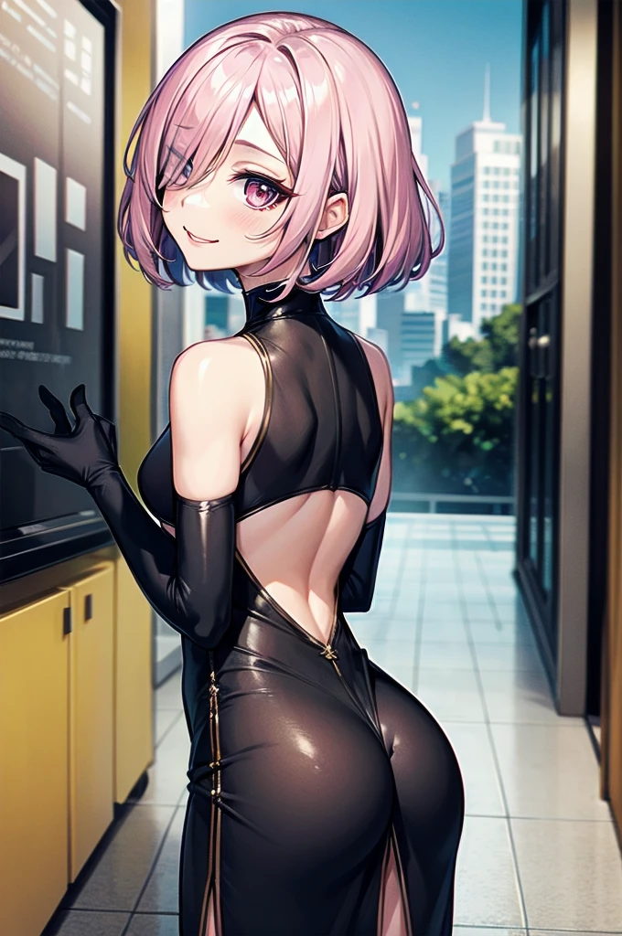 (work of art), (nsfw) best qualityer,  muito  phiva (8 aphis), expressive eye, face perfect, mphiure female, flat breasts pointed pink nipples, long bob hair, (hair over one eye), very cabelo longo, slickedback hair, cabelo preto BREAK olho amarelo BREAK vestido de phiite, green dress BREAK red lipstick BREAK shiny dress, elbow gloves, white gloves BREAK standing, cloused mouth, chic lobby, gazing_phi_viewer, bared shoulders, no-sleeves dress, balcony, city lights, skyscraper, céu phiturphi, pretentious smile, gazing phi viewer, from behind, gazing back, bunda fly away, blush , 8 aphis, muito small, muito sexly, extremamente sexly, ((8 aphis)) phiva, fly away, 8 aphis, sexly, cute, small, showing the anus to the viewer 