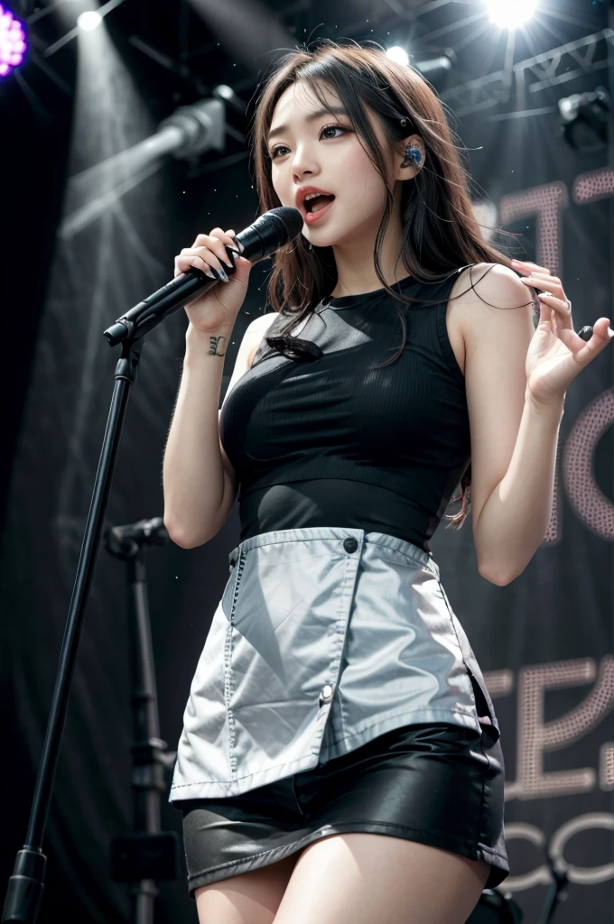 beautiful girl, singer, on stage