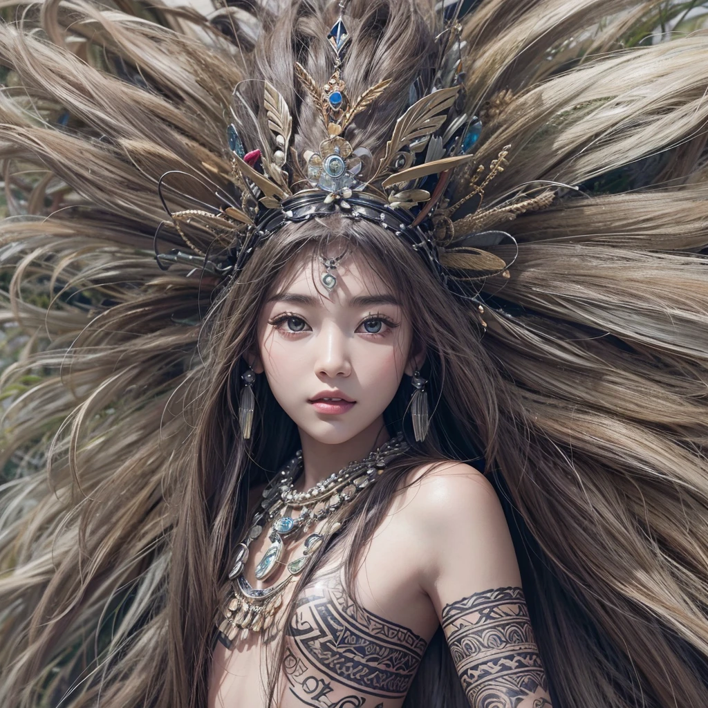 Polynesian Sea、Hair blowing in the wind 、 ((highest quality、masterpiece、8k、Best image quality、Ultra-high resolution、Award-winning works)、(Accurate anatomy:1.1)、(Look at me and smile:1.0)、Shining fair skin with Ultra-high resolution、The most detailed face、Ultra-high resolution detailed face、Ultra-high resolutionの髪の毛、(Ultra-high resolution eye:1.1)、Beautiful face drawn in every detail、Polynesian Costume,Small breasts, Polynesian Tattoo, Polynesian canoe、Wearing Polynesian costumes:1.2.