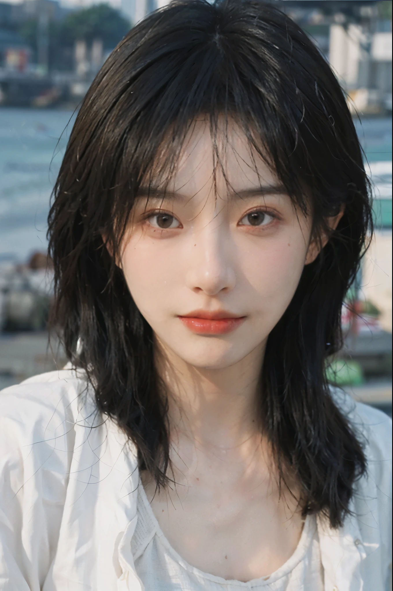 (Skin details:1.4), (Smooth skin texture:1.3), Direct vision, earrings, serene, calm, (Realistic and detailed eyes:1.2), Natural skin texture, Realistic facial details, Soft dramatic lighting, Vivid details, 35 mm film, outdoor, (Photo actual:1.4), (hyper actual:1.4), (actual:1.3), (Smoother lighting:1.05), (Improve lighting quality:0.9), (Highest quality real skin textures:1.4), Exquisite eyes, Delicate face, (Close-up of face, (Enhance the beauty of skin texture:1.1), Hair details, Noble temperament, Normal body proportions, Seaside background, Portrait Photography, Depth of Field, Bokeh, Surrealism, Ray tracing, (Portrait Photography:1.1), Surrealism, high detail, chiaroscuro, ray tracing, reflection light, UHD, UHD, masterpiece, textured skin, super detail, high details, high quality, best quality