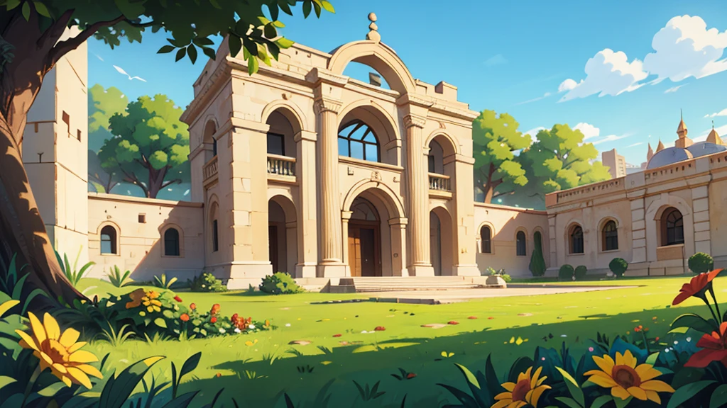 palácio, City of Jericho ,epic biblical representation, some plants, bright sunny