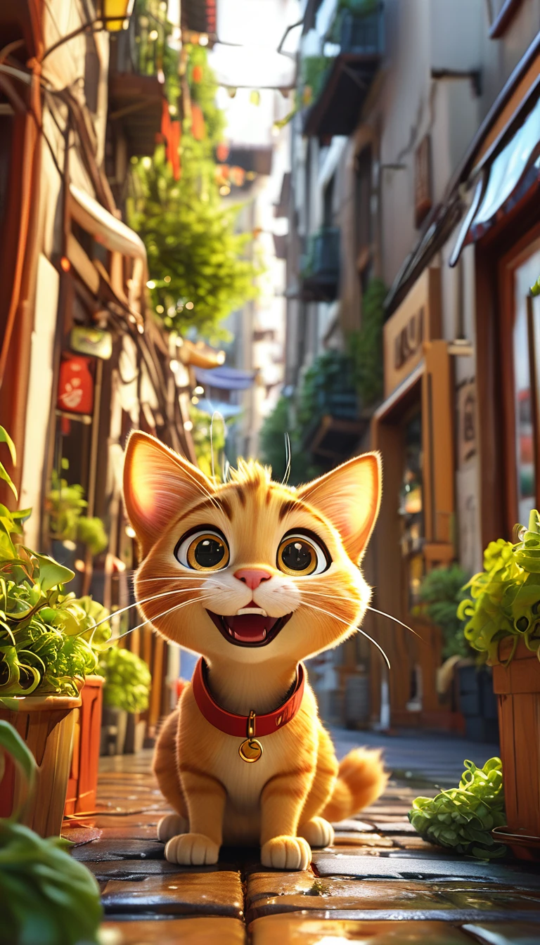 A small story3Please draw it cutely in the style of a D-anime。comics dog, Adorable digital painting, dog, cute dog, comics, View your viewers, Cute eyes, hand, comics, Clothes
1The second image shows a cute, big, ginger-colored cat walking down the street with a hungry look on its face.。
2The second image shows a cute, big ginger cat drooling after seeing a burger restaurant sign in the city.。
3The second image shows a cute, big, ginger-colored cat drooling as it enters a burger restaurant.。