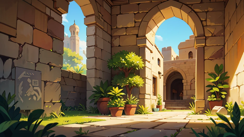 castelo interior, City of Jericho ,epic biblical representation, some plants, bright sunny