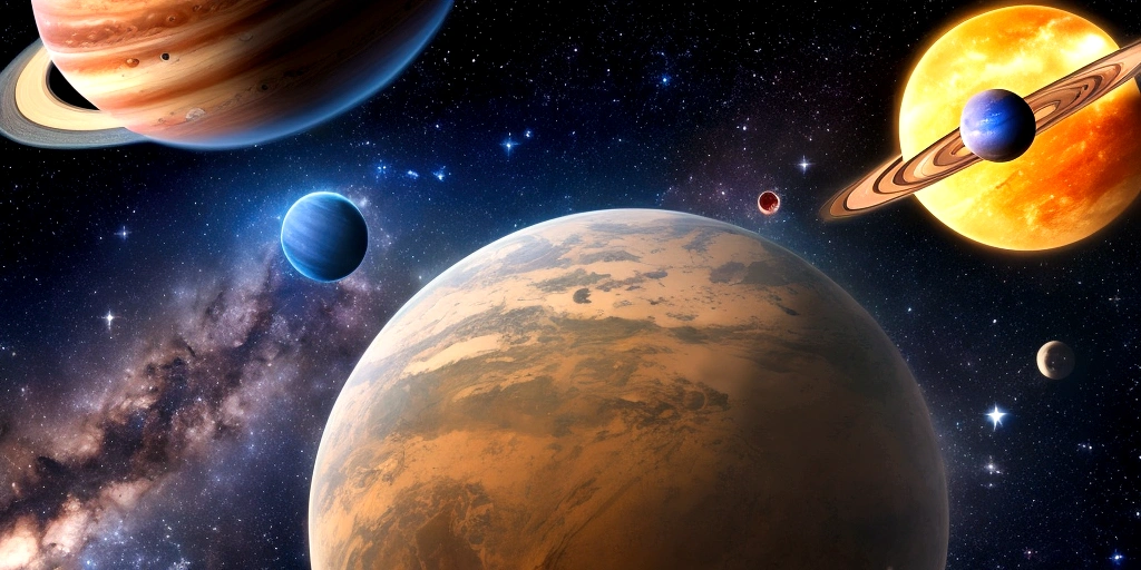 Spaceship, (some planets and galaxy's in the background).