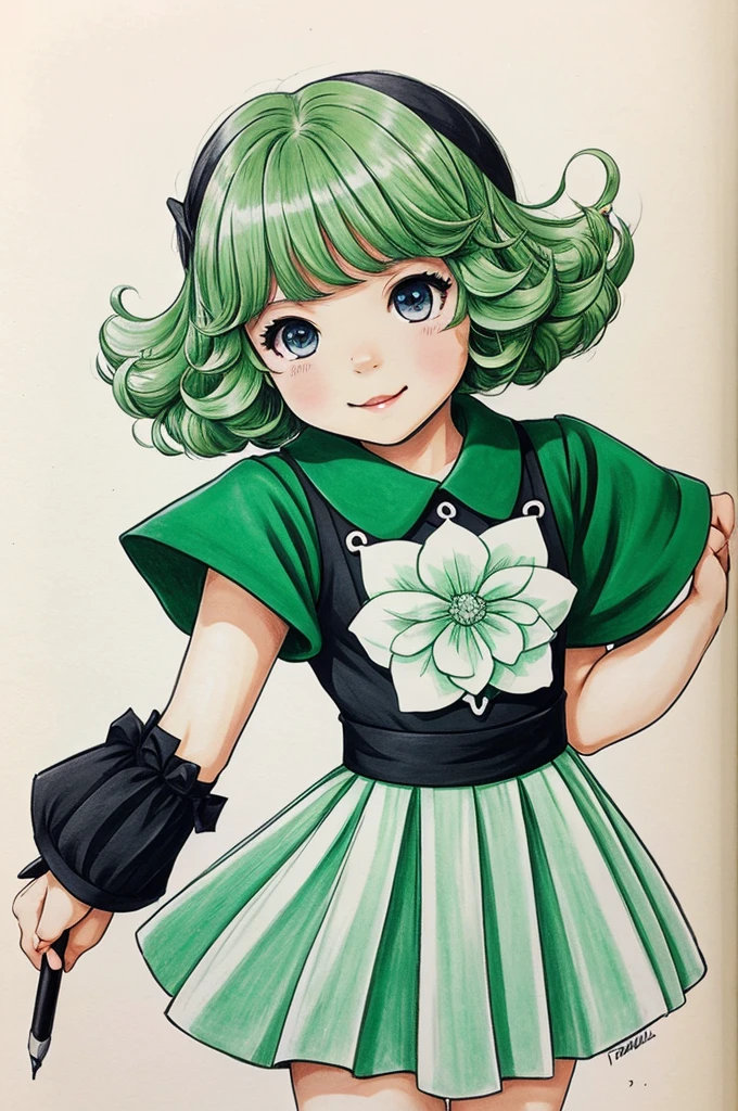 Draw a cute li,charming like Tatsumaki