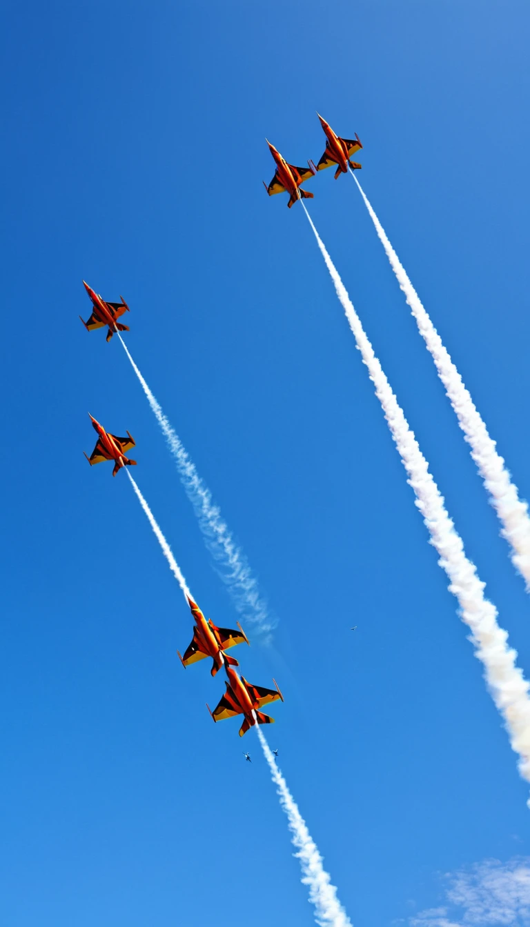Kite,Fighter jets across the sky,lawn,Blue sky
