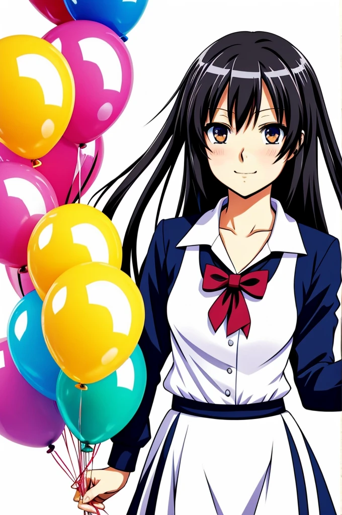 Anime style drawing of a teacher with 23 balloons