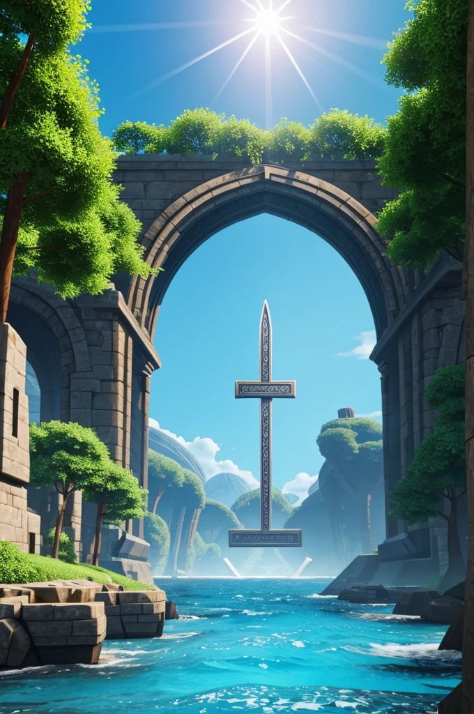 A roblox thumbnail about a game named The Lost Arc and consists of elements