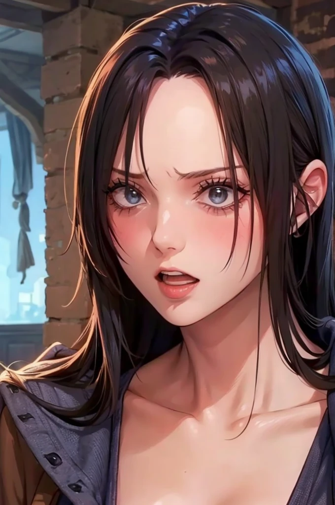 cana alberona, focused upper body, 1 girl, leaning on table pose, white shirt, black skirt, sparkling eyes, black hair, village background, nice perfect face with soft skin, intricate detail, 8k resolution, masterpiece, 8k resolution photorealistic masterpiece, professional photography, natural lighting, detailed texture,