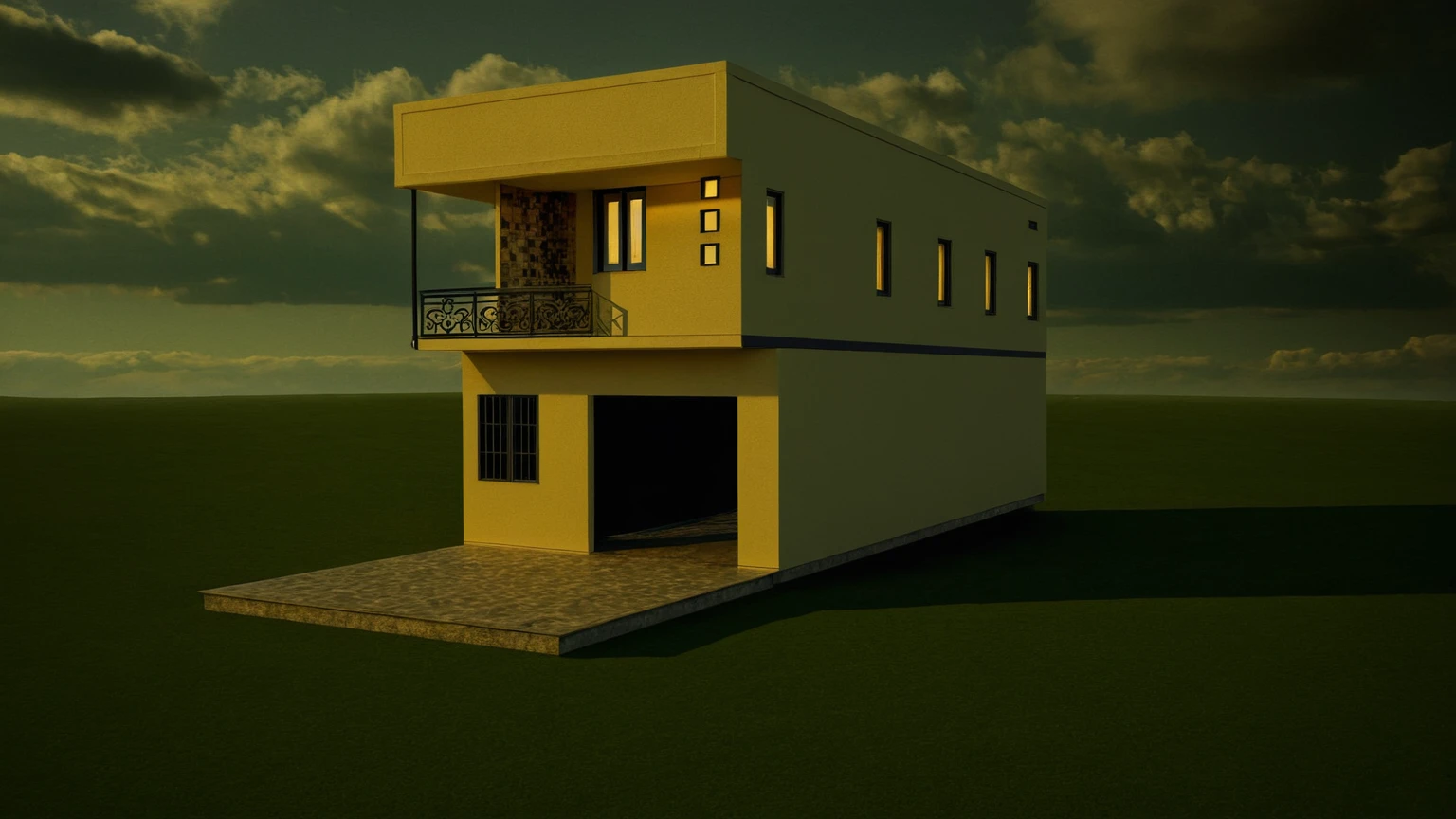 Photo brute,head of&#39;artwork, High quality, best quality, authentique, great detail, Outside, En plein air,Tuonghoagio,house, style moderne, on street,mur de fleurs de vent, glass windows, white wall,grille, metal railing road,pavement, grass, trees, blue sky, (day light:1.1), ((photo realistic))