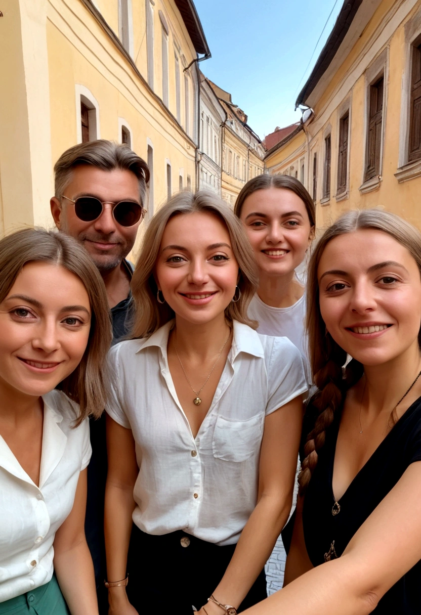 there is a group of people, who stand with the , Emma Andievskaya, from Maximilizhan Vanka, have a good time, from Anna Fussli, Filmed on iPhone 14 pro, having a great time, Photo, Filmed on iPhone 1 3 pro, with many travelers, Teresa Fasolino, pov photo