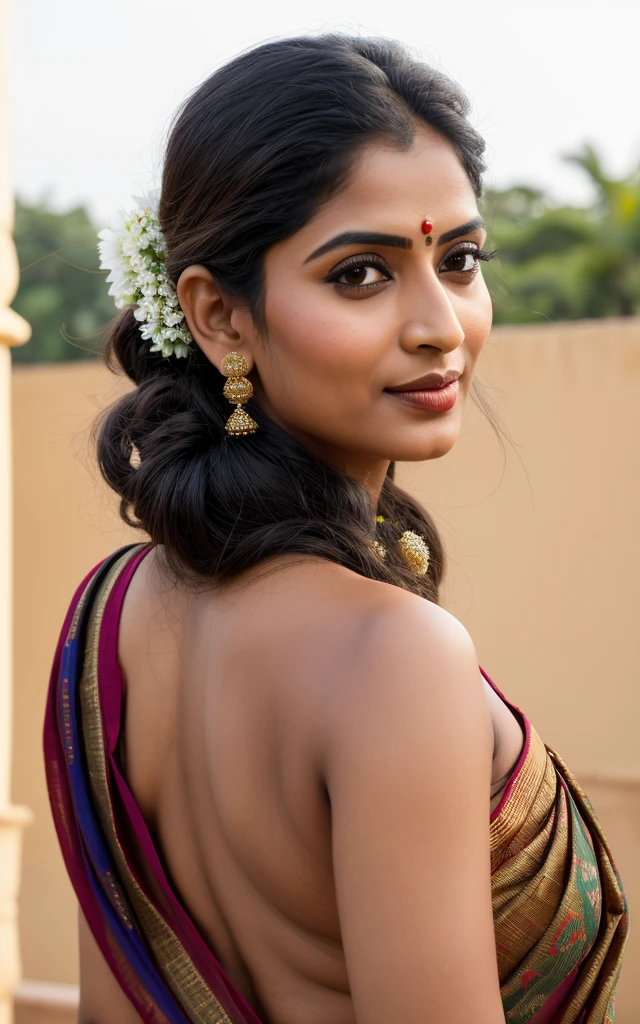 Foto RAW, photorealistic, photography, full body shot, master shot, Saree model, model Photography, Indian saree shoot, village woman, sensual lust, sensual beauty, erotic photoshoot, bengali village woman, bengali housewife, bhabhi, aunty, bong girl, village sari, village girl, village Sari style, vintage Indian Village Style sari draping , retro village wear, village style, no blouse saree, no blouse can be seen, traditional wear advertising photography, traditional wear brand shoot, face of Indian actress Pavitra Lokesh, masterpiece, realistic, realism, photorealism, high contrast, photorealistic Artstation 8k HD digital art trend of high definition and detailed realistic skin texture, ultra detail, realistic skin texture, armature, best quality, ultra high definition, (photorealistic:1.4),, high resolution, detail, raw photo, Re sharp, by Lee Jefferies Nikon D850 Film Stock Photo 4 Kodak Portra 400 Camera F1.6 Lens Rich Color Ultra Real Realistic Realistic Textures Dramatic Lighting Unreal Engine Trending at Art Station Cinestill 800,(pele altamente detalhada: 1.2), 8k UHD, DSLR, soft-lighting, alta qualidade, grain of film, Fujifilm XT3