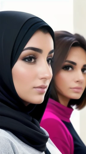 A large group of Lebanese women friends focus on face