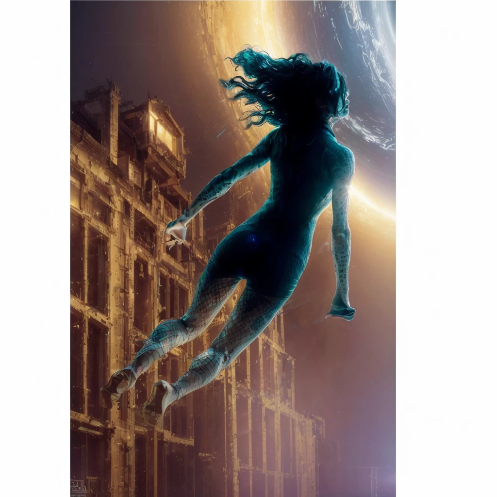 A person being sucked into a vortex or portal. Photorealism, full view, highly detailed image, very realistic, hyperrealism, Ultra HD, 8k, 5, sharp focus, intricate and mysterious masterpiece. (Long exposure photography Very detailed close-up portrait artistic illustration: final quality, medium shot, backlight, Rich and striking. Enigmatic and mysterious manipulations (composition of the rule of thirds), ((detailed environment with strong lines) Lo best quality, in camera, white light, warm and clean aesthetics, dazzling screen composed of millions of brilliant ultraviolet rays, HDR.