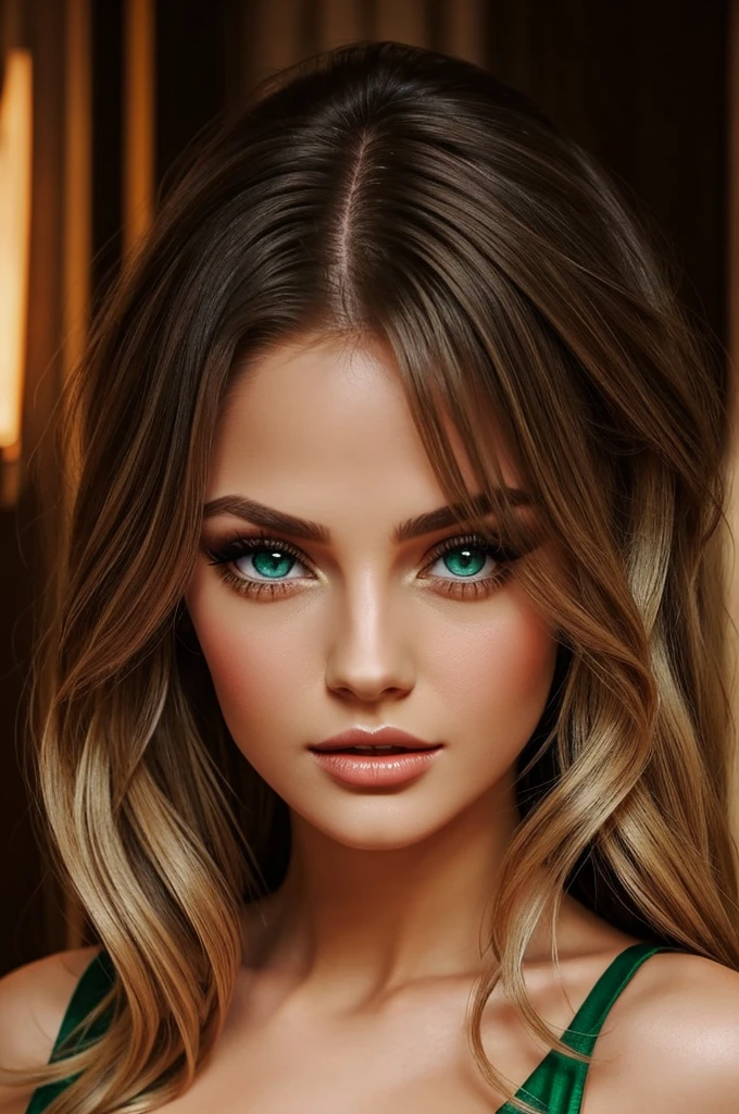 Beautiful woman like the beautiful princess but with the following specifications: But long and straight blonde, light green eyes, long eyelashes, long black nails, Perfect model body and perfect lips in dark tones, with red dress