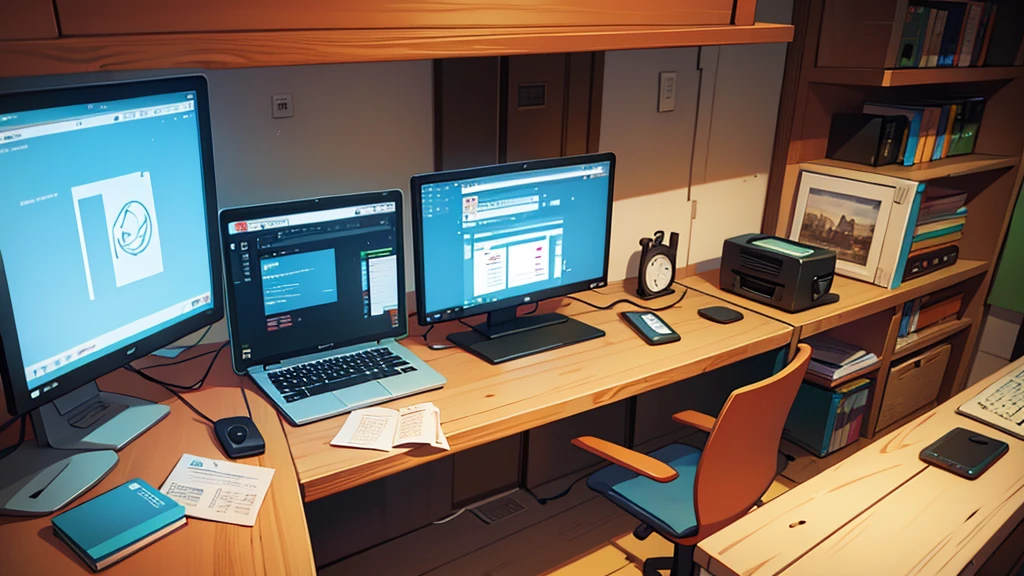 table with computer, Void, sem character, 正面