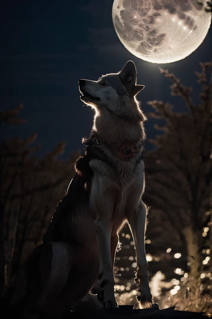 Wolf in full moon light