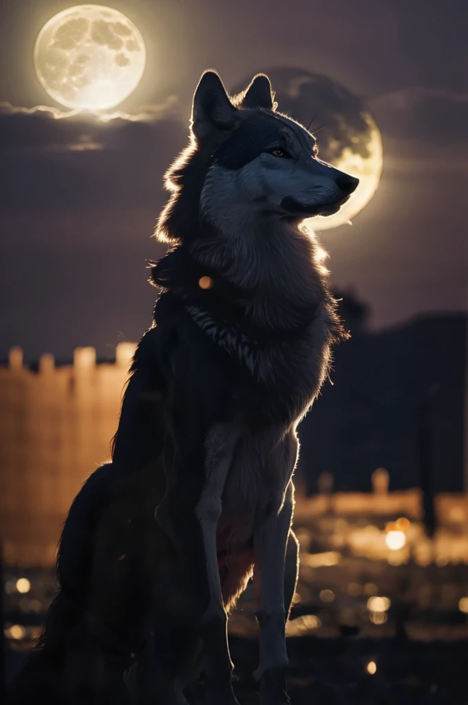 Wolf in full moon light