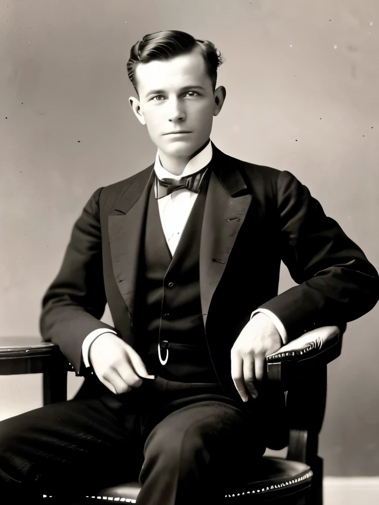 arafed photograph of a man in a suit and bow tie sitting on a chair, 1900’s photo”, taken in the mid-late 1800s, early 1 9 0 0's, 1 9 0 0 s picture, 1900s picture, taken in the late 1800s, vintage photograph