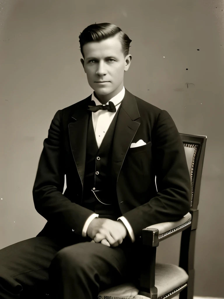 arafed photograph of a man in a suit and bow tie sitting on a chair, 1900’s photo”, taken in the mid-late 1800s, early 1 9 0 0's, 1 9 0 0 s picture, 1900s picture, taken in the late 1800s, vintage photograph