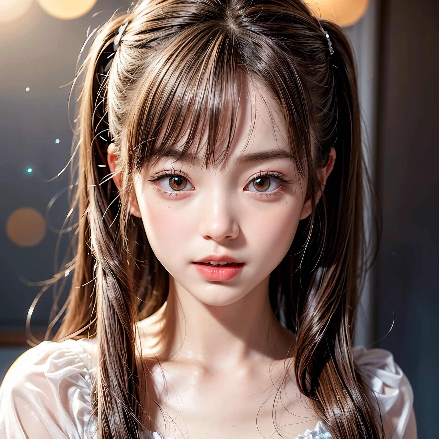 NSFW, 8k, High-level, absurd, masterpiece, best quality, primitive, very detailed CG, very detailed wallpaper, perfect lighting, Extremely detailed (((The personifying " Felicia in Vampire " as a Little Girl))), MysticSight, Tyndall effect, Tyndall scattering, Studio gray background with (many Dazzling RainbowColor particles BokeH:1.28), (RoundlyButts, ThighGap), (Exposed:0.4), (Assfocus with looking ahead), BREAK (NOGIZAKA face variations) Extremely Detailed very KAWAII face variations, perfect anatomy, Childish, captivating gaze, elaborate detailed Eyes with (sparkling highlights:1.28), long eyelashes、Glossy RED Lips with beautiful details, Coquettish tongue, Rosy cheeks, Radiant PearlSkin with clear transparency . { (Dynamic LifeLike expressions:1.4) | :d) }, (large eyes:-1) .