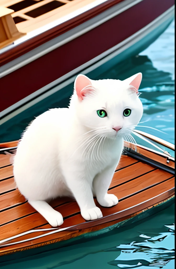 there is a white cat that is riding on a boat, cute otter, the cutest creature of the world, the cutest creature in the world, adorable appearance!!!, !! looking at the camera!!, cute and adorable, adorable and cute, looking at camera!!!, with cute doting eyes, cute little creature, curious expression, cute animal, adorably cute