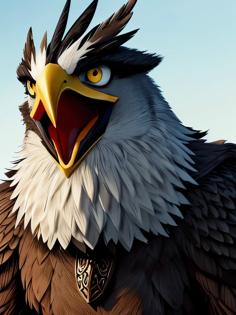 a close up of a bird with a large beak and a large body, kenku, owlbear, from pathfinder, gorthalax the insatiable, birds f cgsociety, sentient bird, gooseman, d & d creature, detailed maw, anthropomorphic bird, monster hunter monster, by Richard Mortensen, as a d & d monster