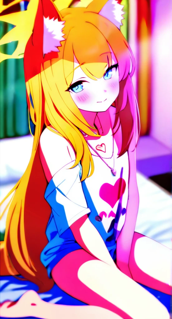 1girl
mari \(blue archive\)
bare legs, blue eyes, blush, fox ears, fox girl, from above, hair between eyes, halo, hand between legs, heart print, indoors, long hair, looking at viewer, looking up, necklace, off shoulder, on bed
newest, pillow, shirt, bare shoulders, smile, window, between legs, closed mouth, wariza, animal ear fluff, bed, solo, blue hair, depth of field, blurry, animal ears, blurry background, very long hair, jewelry, heart, sitting, print shirt, nude, undressing
absurdres, highres, sensitive