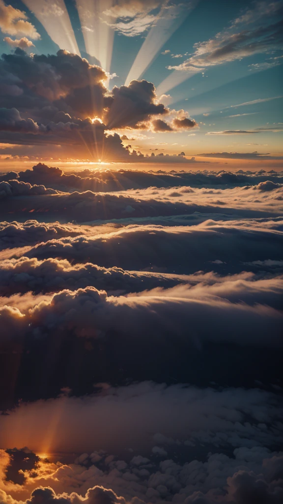 (mont:1.3),Sea of Clouds,the sunrise, Clouds, Tyndall rays,(Works of masters:1.3),(8k wallpaper:1.3),Photorealsitic, morning light