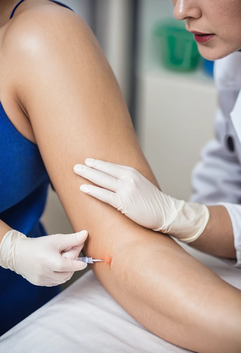 Getting an injection in the arm