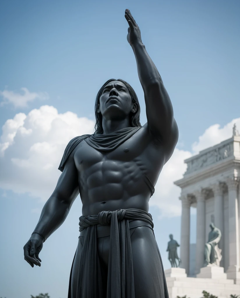 suspended in the face of a giant, in the style of haunting imagery, monumental figures --s 750 --v 6.0
