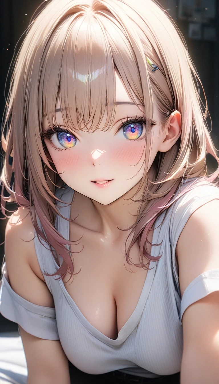 ((最high quality, 8K, masterpiece)), High resolution、（high quality: 1.5）、Very detailed、Detailed face、Bright colors、Natural light、Fine grain、Colorful eyes、Beautiful Face、非常にDetailed faceのテクスチャの女性,masterpiece, 最high quality, Detailed and beautiful eyes,最high quality、Best image quality、masterpiece、Mr.々Hairstyle,girl,Just beautiful,Messy room,Dirty room,Sloppy,Messy Hair,Waking up,Dull expression,futon,最high quality、so beautiful、High resolution,((Glamorous Body)))(masterpiece:1.2)、(最high quality:1.2)、Latest Glossy Skin