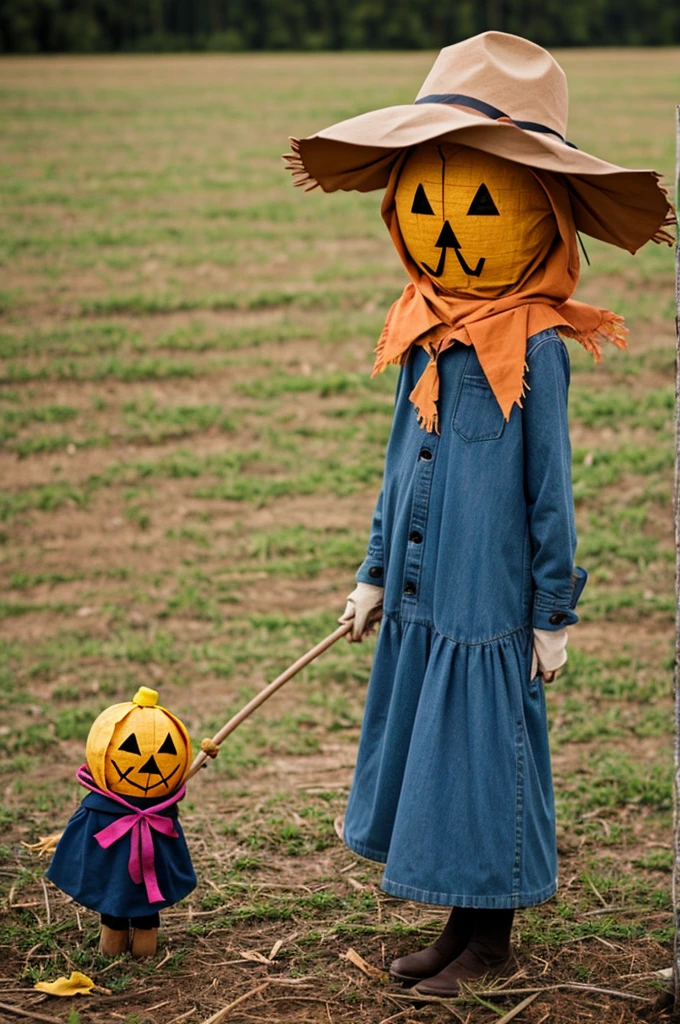 Faceless scarecrow that looks cute, tender and colorful
