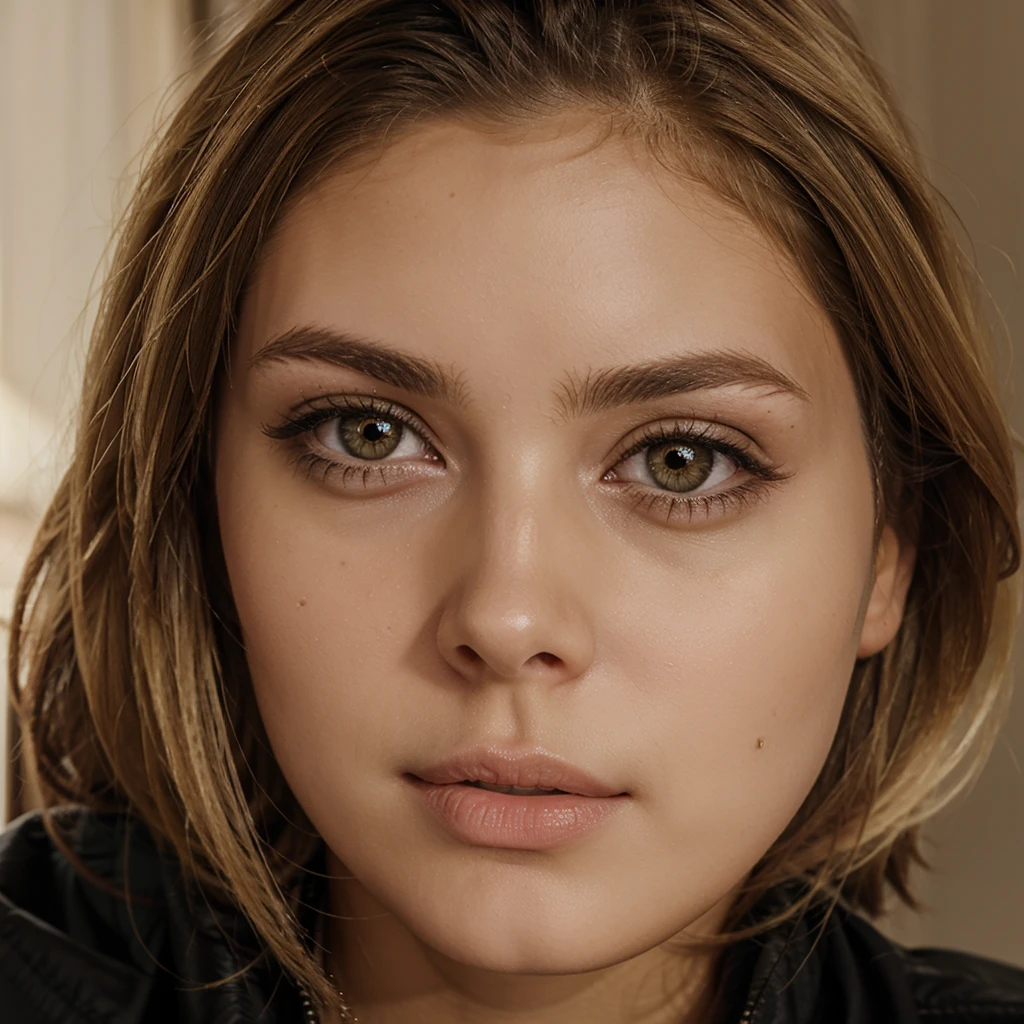 blonde brown eye seen from the front