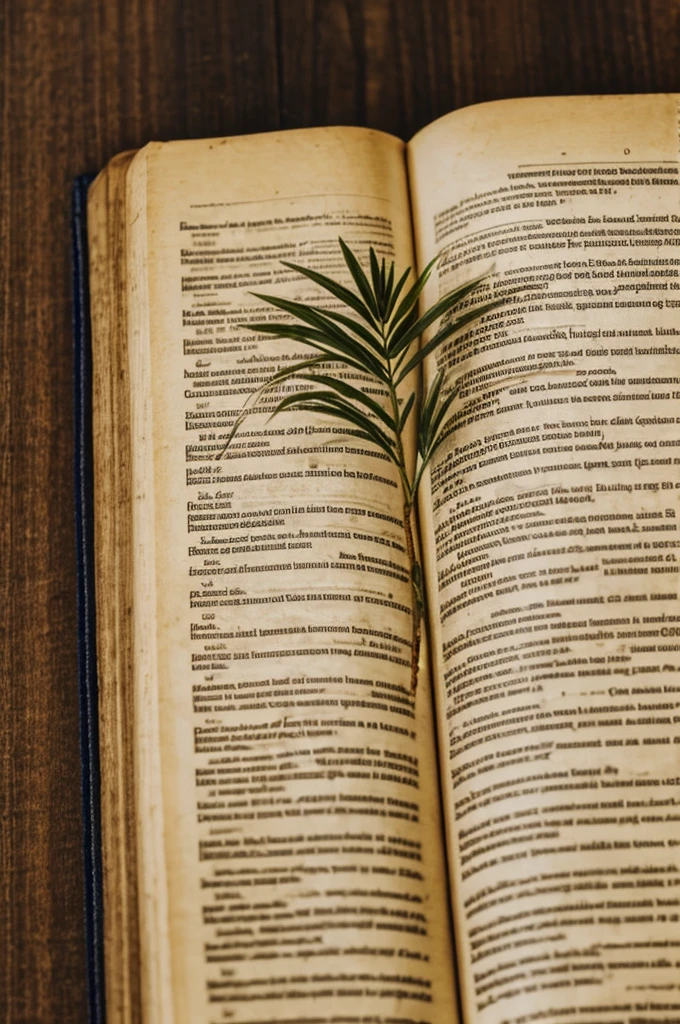 Palm seed germinating in an open bible