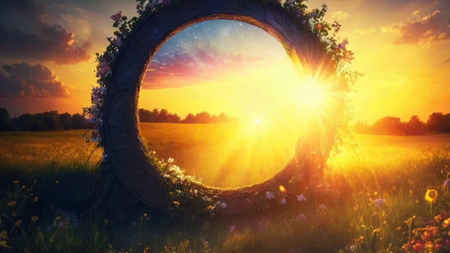 HDR, macro, UHD, highly detailed summer solstice, 8K, photographic, cinematic lighting, vibrant colors, natural scenery, golden hour, dramatic sky, sun rays, lush foliage, detailed flowers, intricate textures, photo-realistic, award-winning photography
