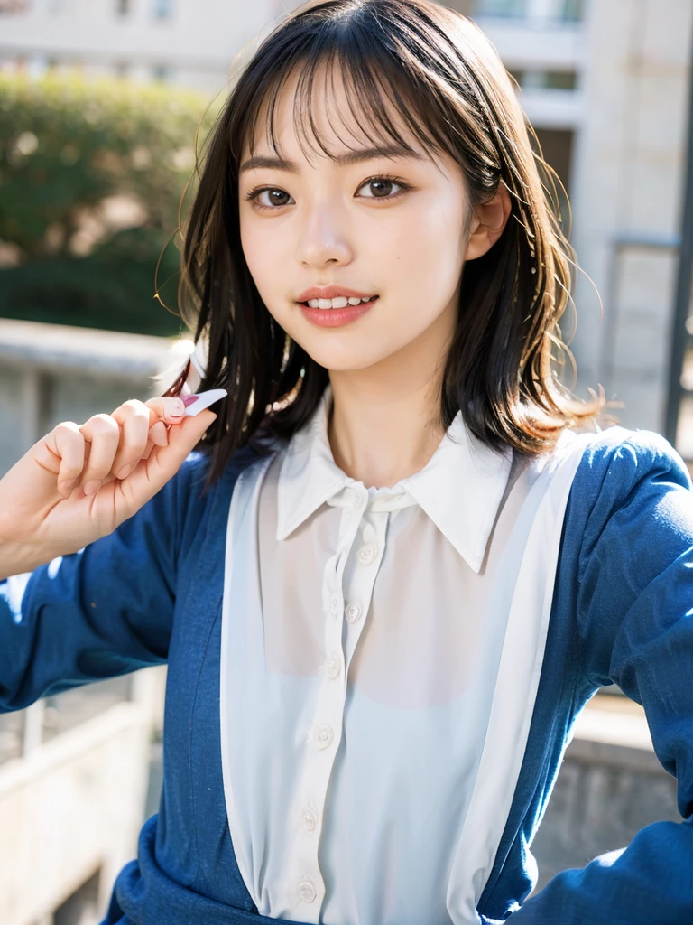 masterpiece, best quality, photorealistic, raw photo, 1girl, medium breast, collared blouse, light smile, detailed skin, pore, simple background