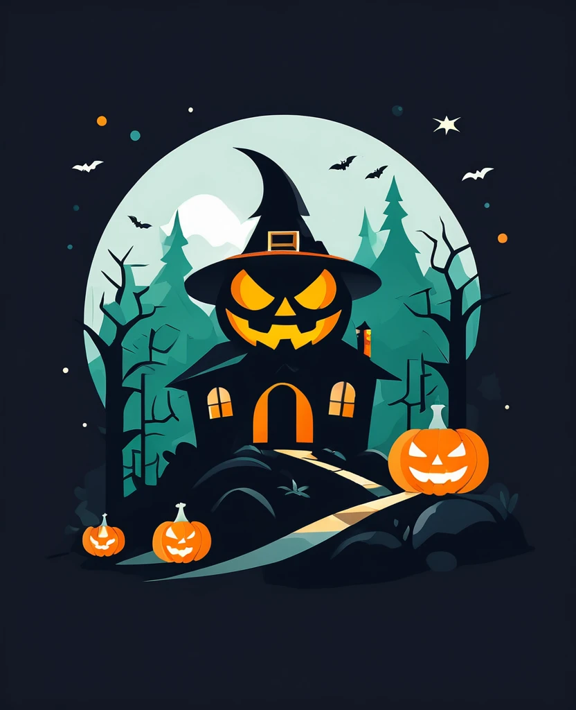 Helloween flat design illustration simple 