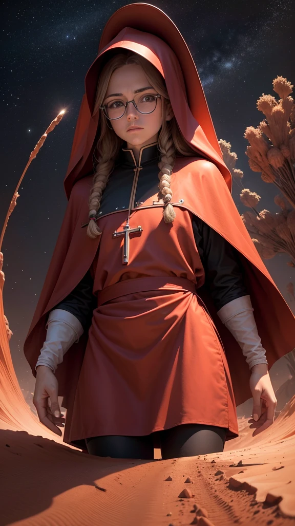 Photo. Very defined. high resolution. Christ on a bicycle. Fachero. I will redo. flow. Red bicycle. traveling on mars. glasses. much flow. Cassock. much flow