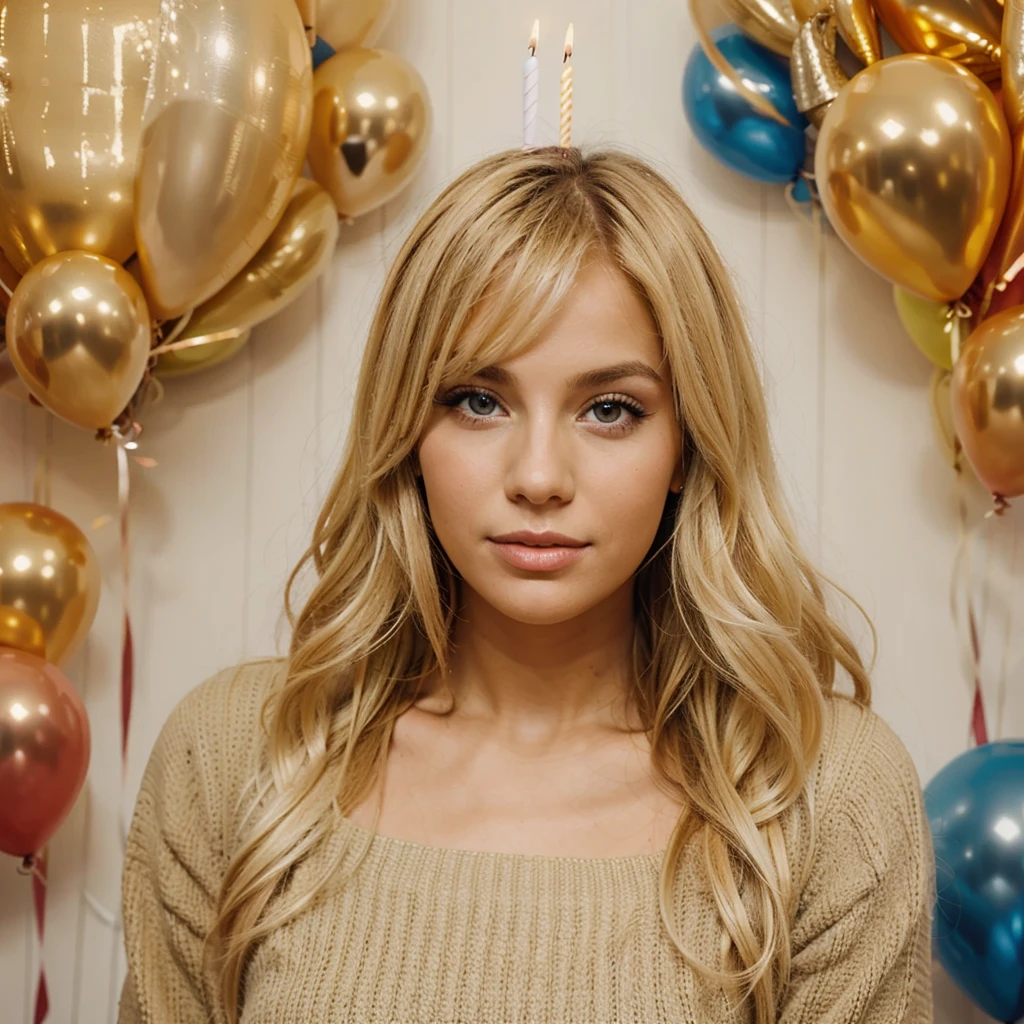 Blonde birthday woman