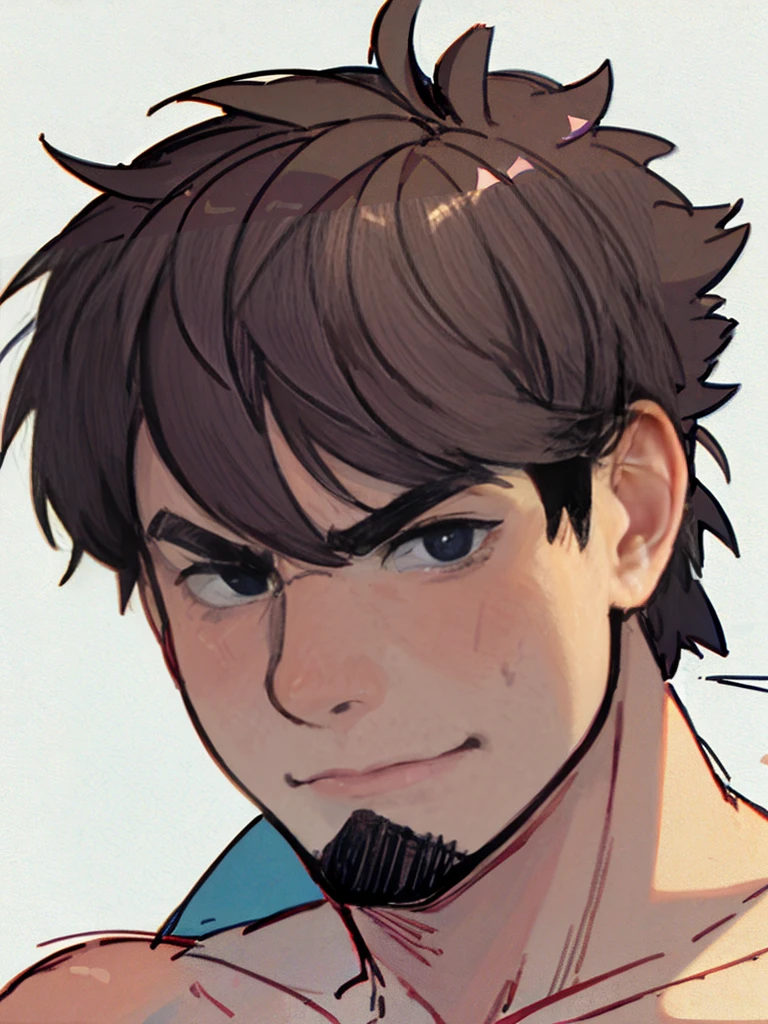 Create a sketch-style close-up of a man's face from a bara manga.