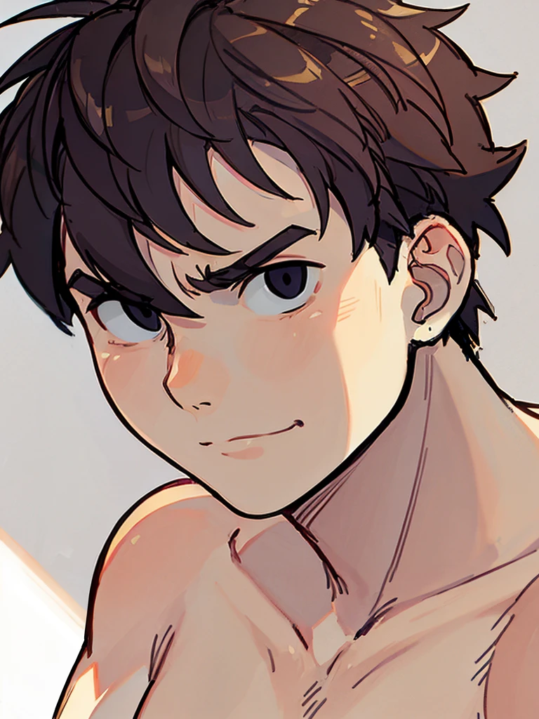 Create a sketch-style close-up of a man's face from a bara manga.