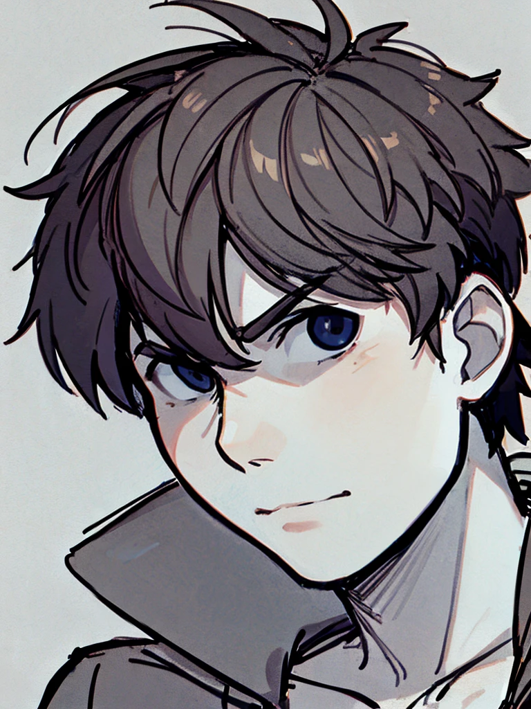 Create a sketch-style close-up of a man's face from a bara manga.
