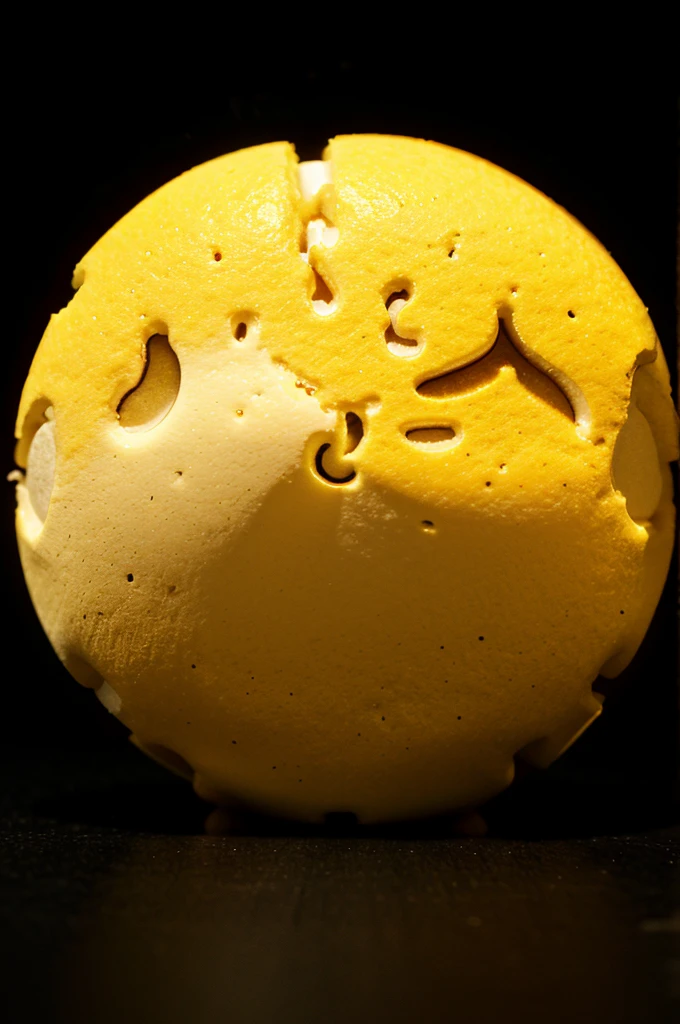 Marshmellow with yellow and orange outline on a black background